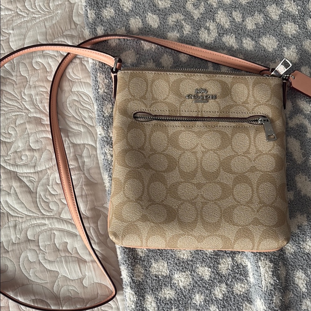 Coach Tan Crossbody Bag with Signature Monogram